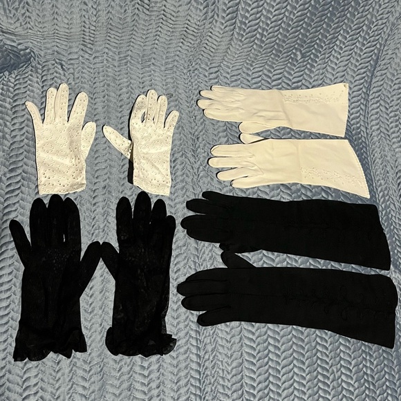 FOUR PAIRS Of Vintage Black and White Gloves Set - Picture 1 of 7